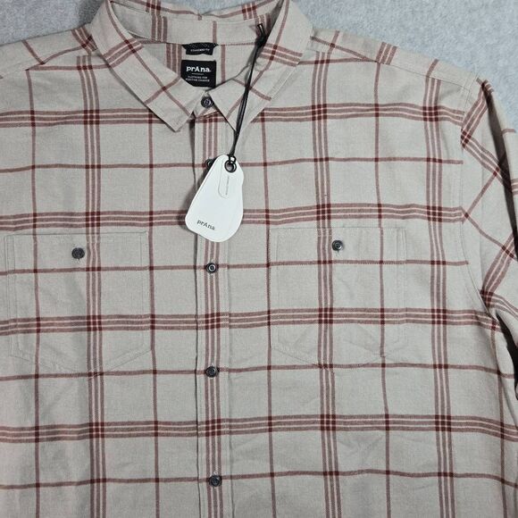 Prana Flannel Shirt Plaid 2XL NEW Button Down Dolberg Plaid Heavyweight Shacket - Picture 2 of 13